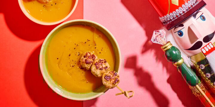 Wortelvelouté met balletjes